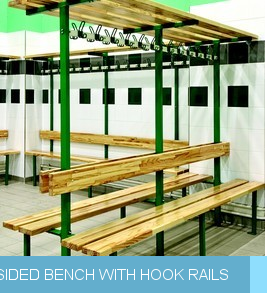 Double sided bench with hook rails