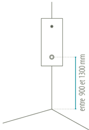 schéma du positionnement du bouton de douche cabine PMR